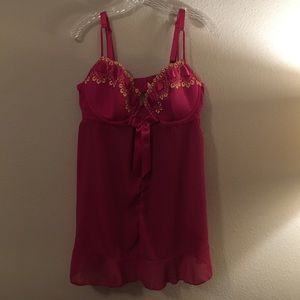 Cacique dark pink baby doll lingerie